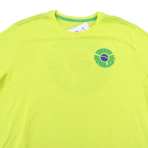 Nike Brazil Voice Graphic T-Shirt Mens Size Large Dynamic Yellow NEW - Picture 1 of 10